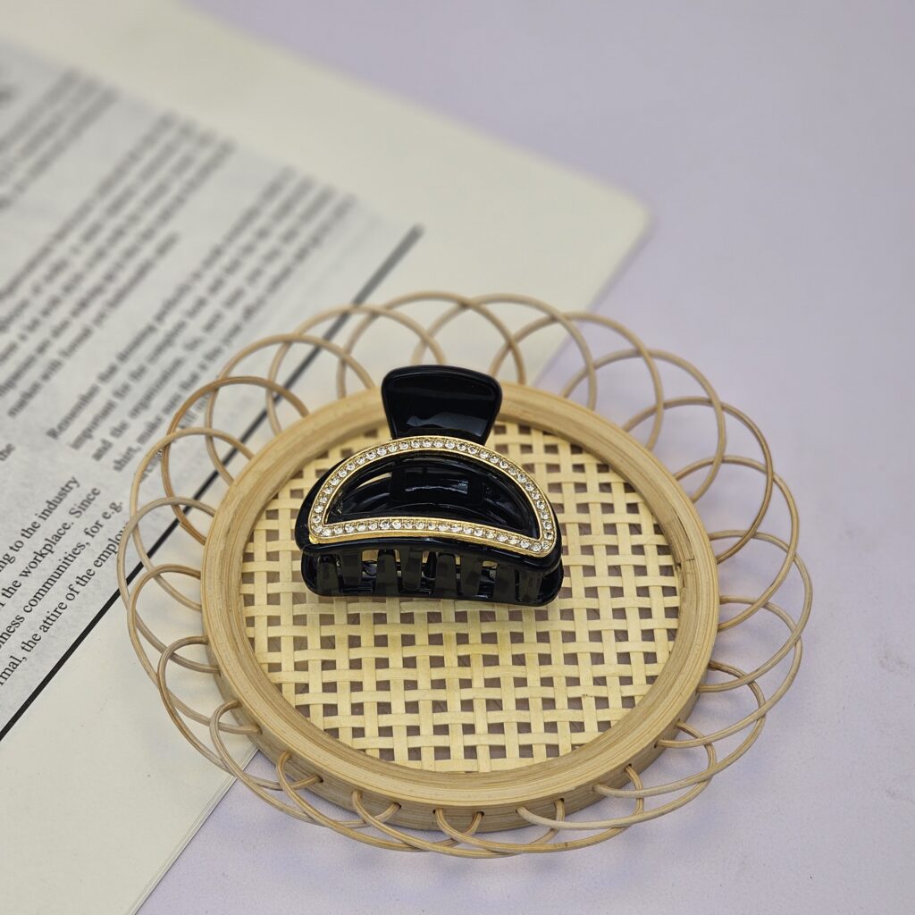 کلیپس مشکی کوچک نگین دار